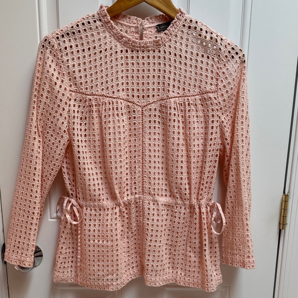 J. Crew - Point Sur Pale Pink Eyelet Blouse with camisole